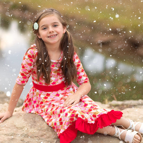 red-mermaid-scales-twirl-dress-just-for-littles®️ - Sophia's Style -4